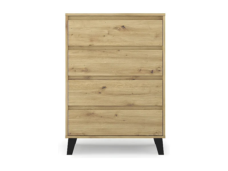 SONIA - Kommode mit 4 Schubladen skandinavischer Stil - 70x39x99.5cm - Aufbewahrungsmöbel - Eiche