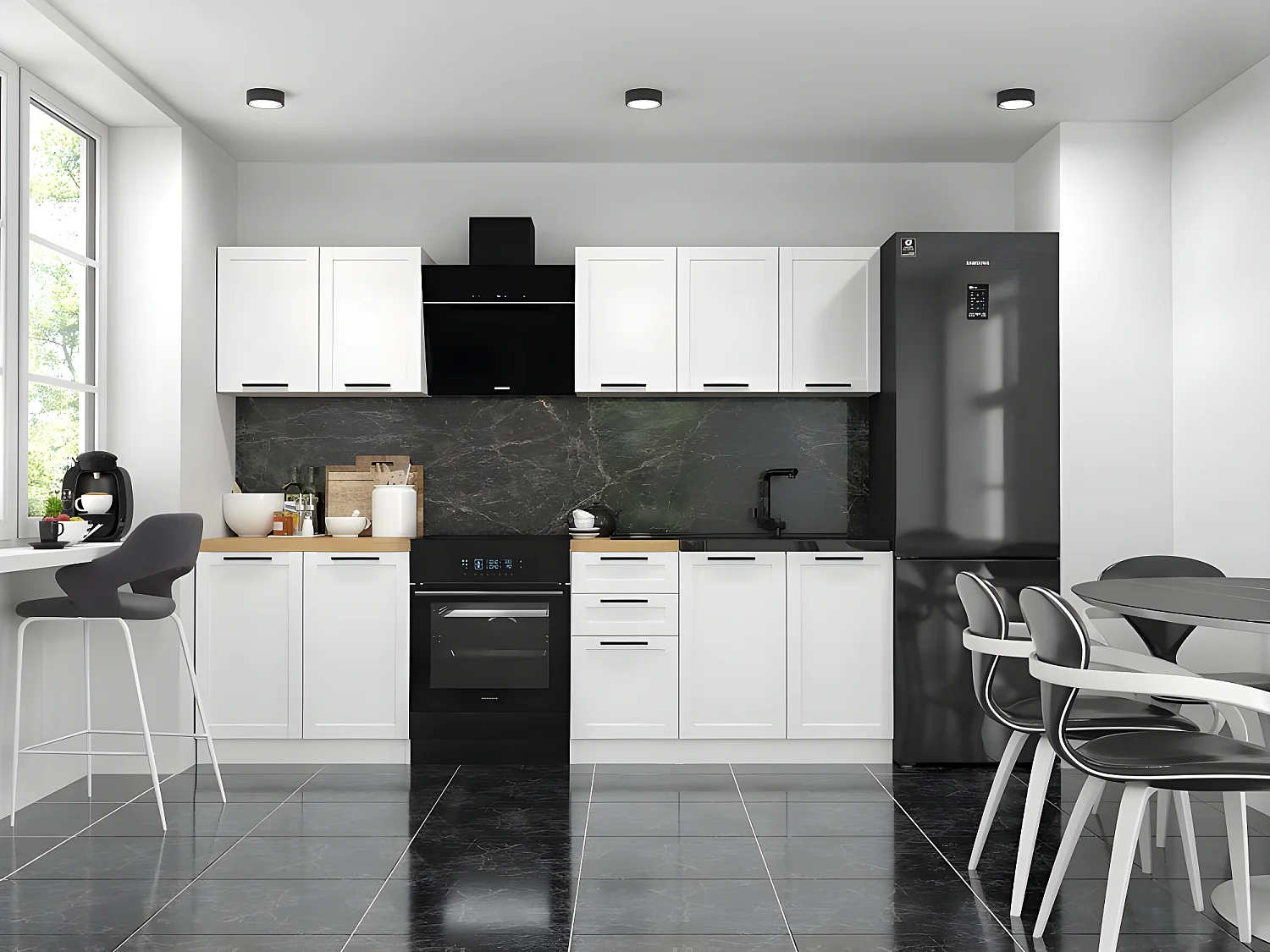 GIANNA - Cuisine complète L 200 cm 6 pcs - Plan de travail INCLUS - Meubles armoires cuisine