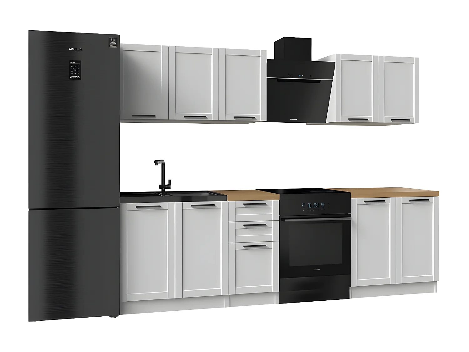 GIANNA - Cuisine complète L 200 cm 6 pcs - Plan de travail INCLUS - Meubles armoires cuisine