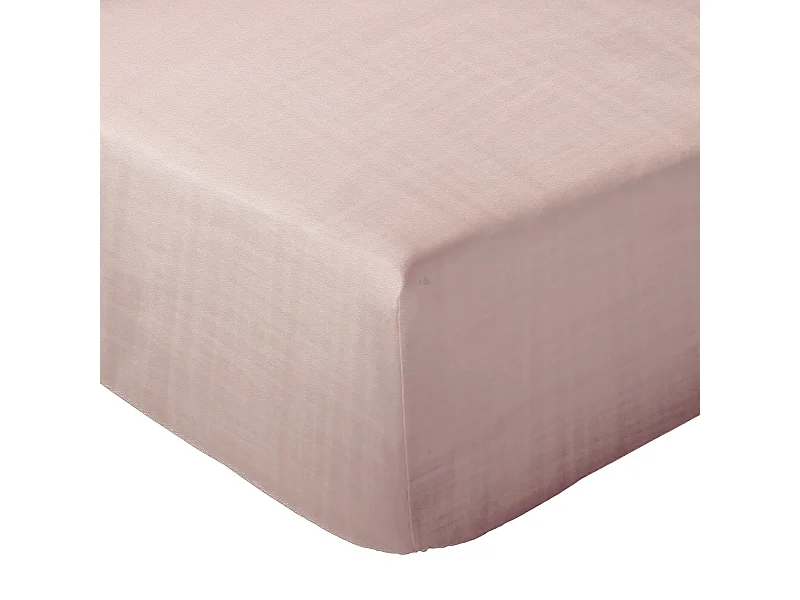 Drap housse MILOS mousseline de coton 160x200 cm bonnet 30 cm uni rose