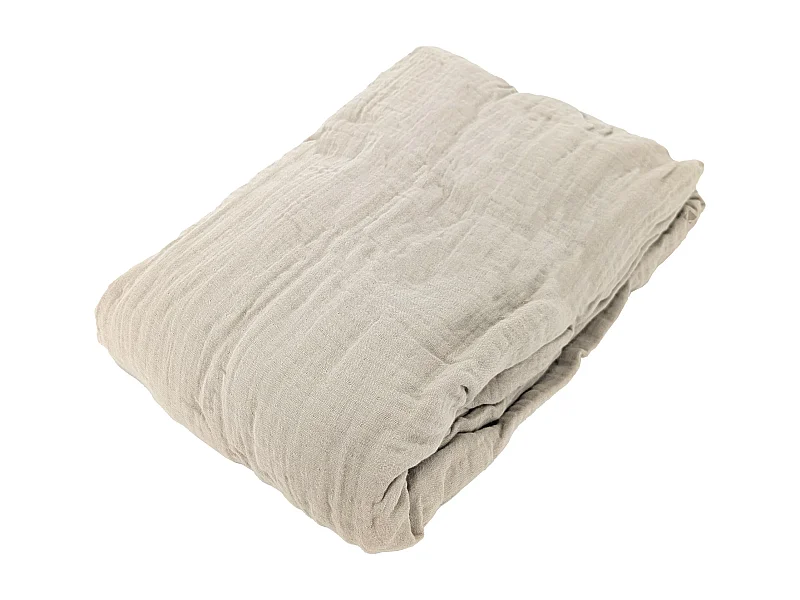 Drap housse MILOS mousseline de coton 140x200 cm bonnet 30 cm uni beige ficelle