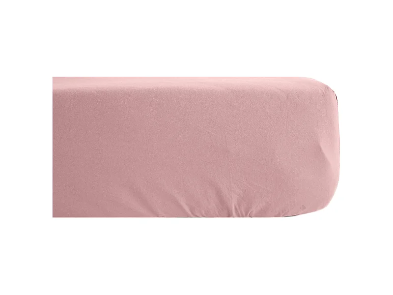Drap housse uni 180x200 cm bonnet 35 cm percale de coton MANOIR Rose
