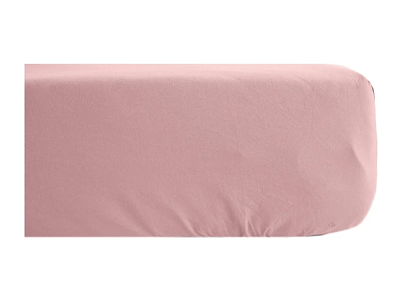 Drap housse uni 180x200 cm bonnet 35 cm percale de coton MANOIR Rose