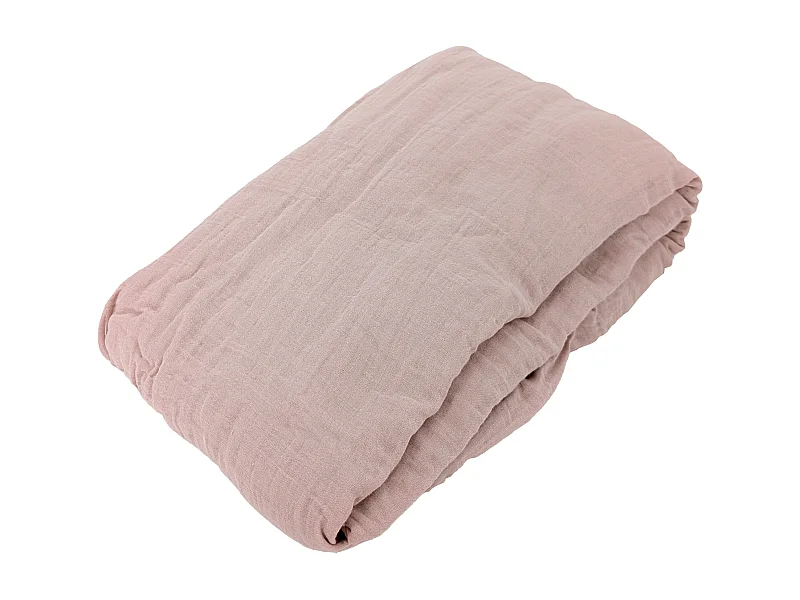 Drap housse MILOS mousseline de coton 140x200 cm bonnet 30 cm uni rose