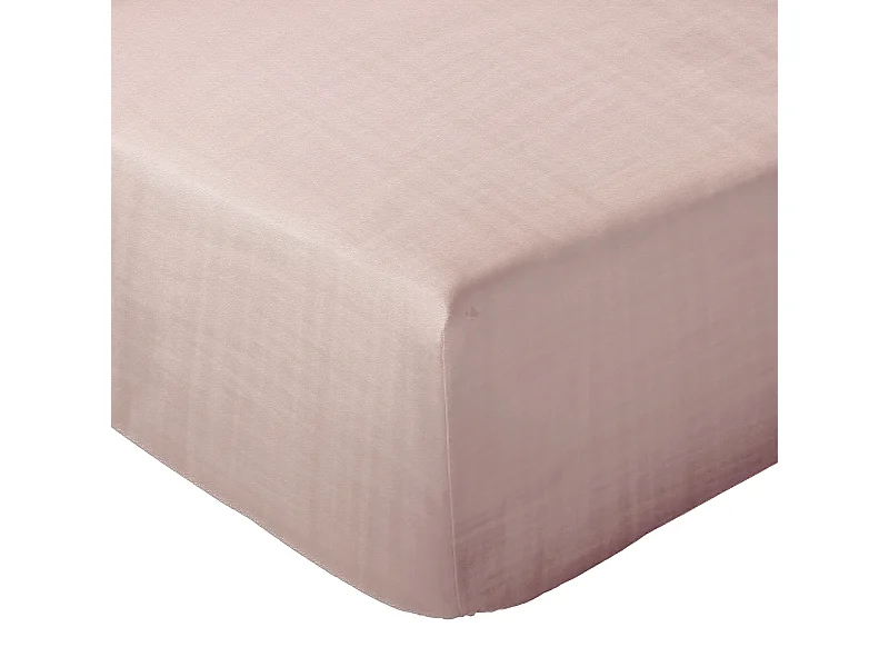 Drap housse MILOS mousseline de coton 180x200 cm bonnet 30 cm uni rose