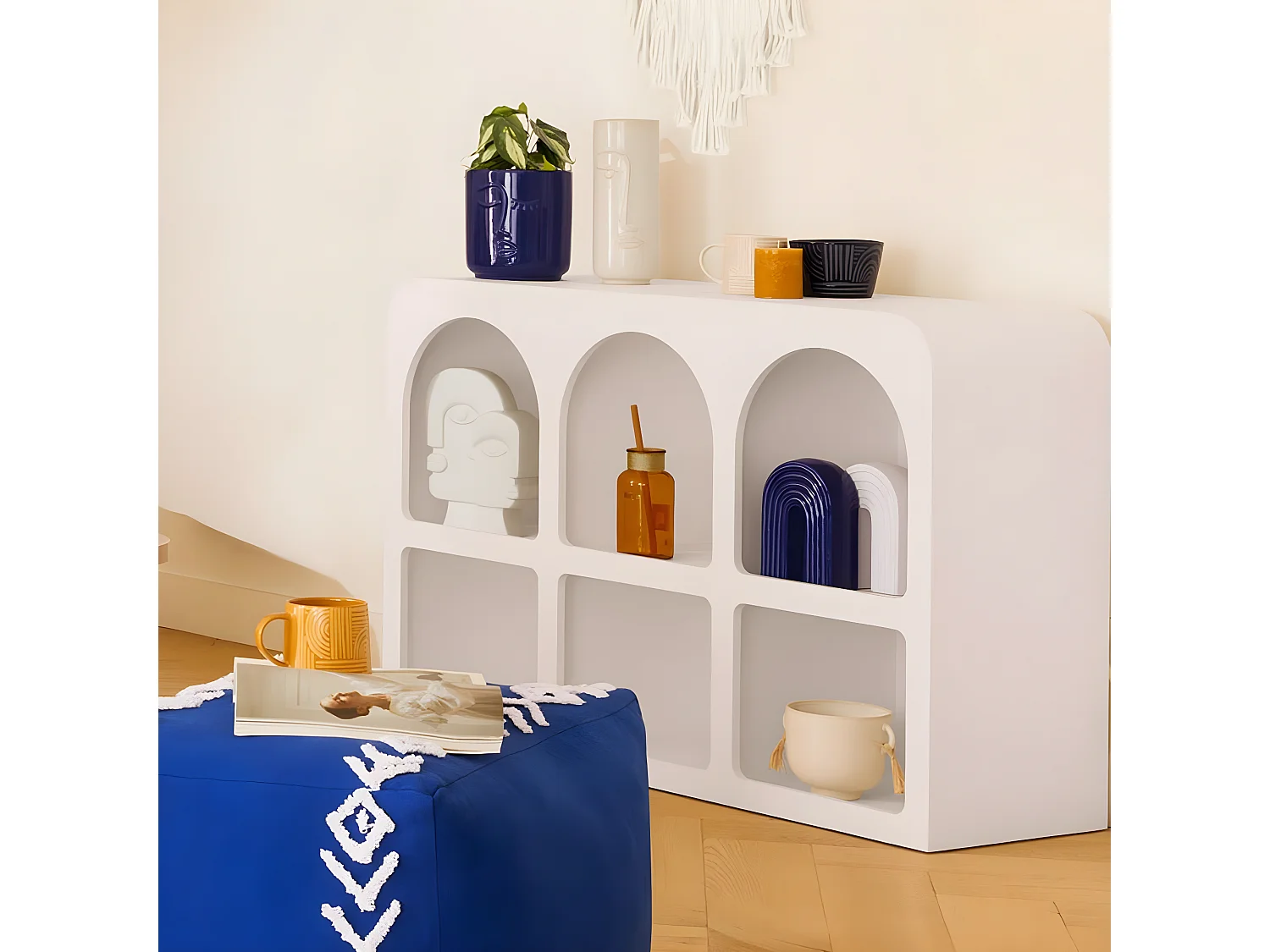 Meuble 6 niches en Bois Blanc 110 x 71 cm