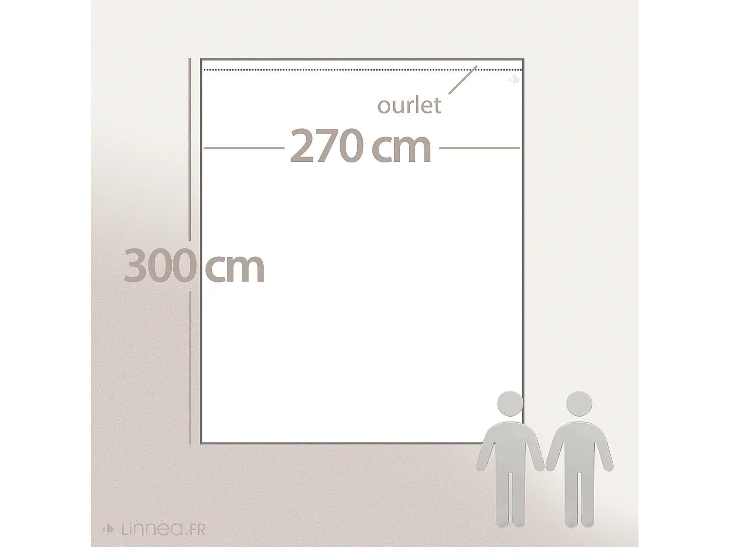 Drap plat 270x300 cm mousseline de coton MILOS beige naturel