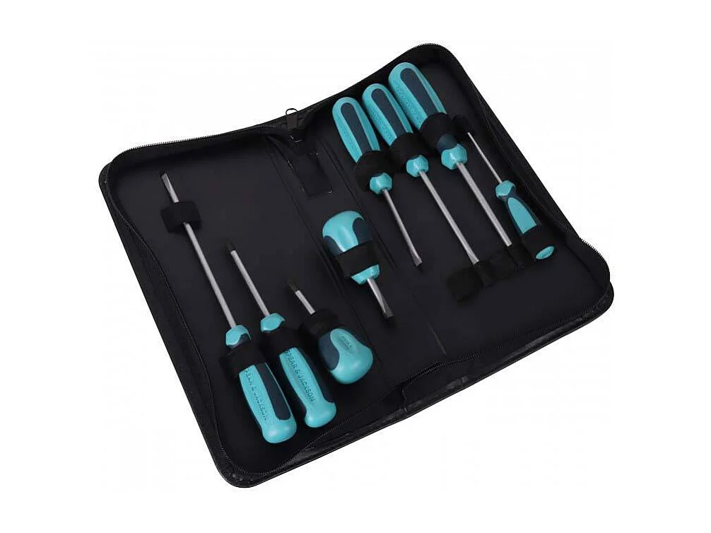 Jeu de 8 tournevis en acier manche ergonomique