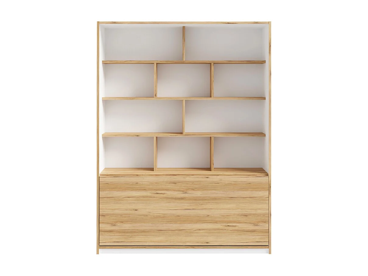 Étagère / Bureau rabattable L. 160 cm décor blanc et chêne - CONAN