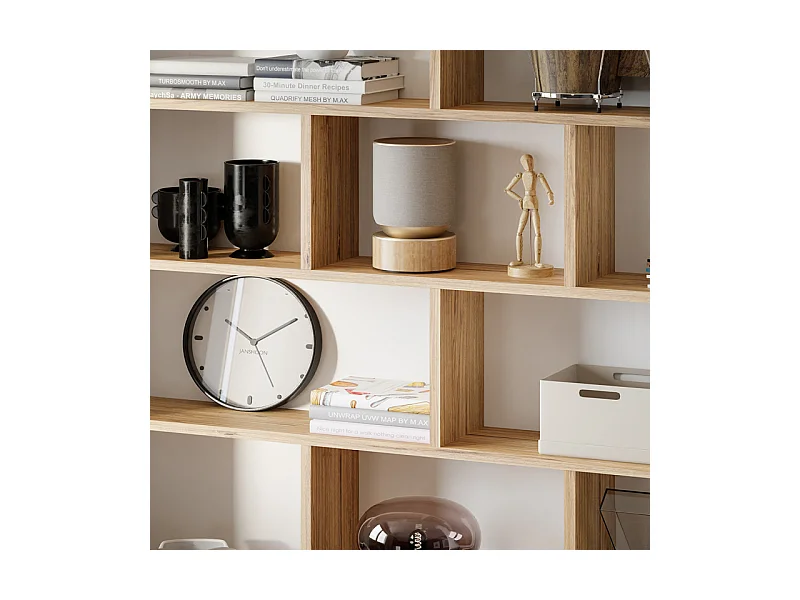 Étagère / Bureau rabattable L. 160 cm décor blanc et chêne - CONAN