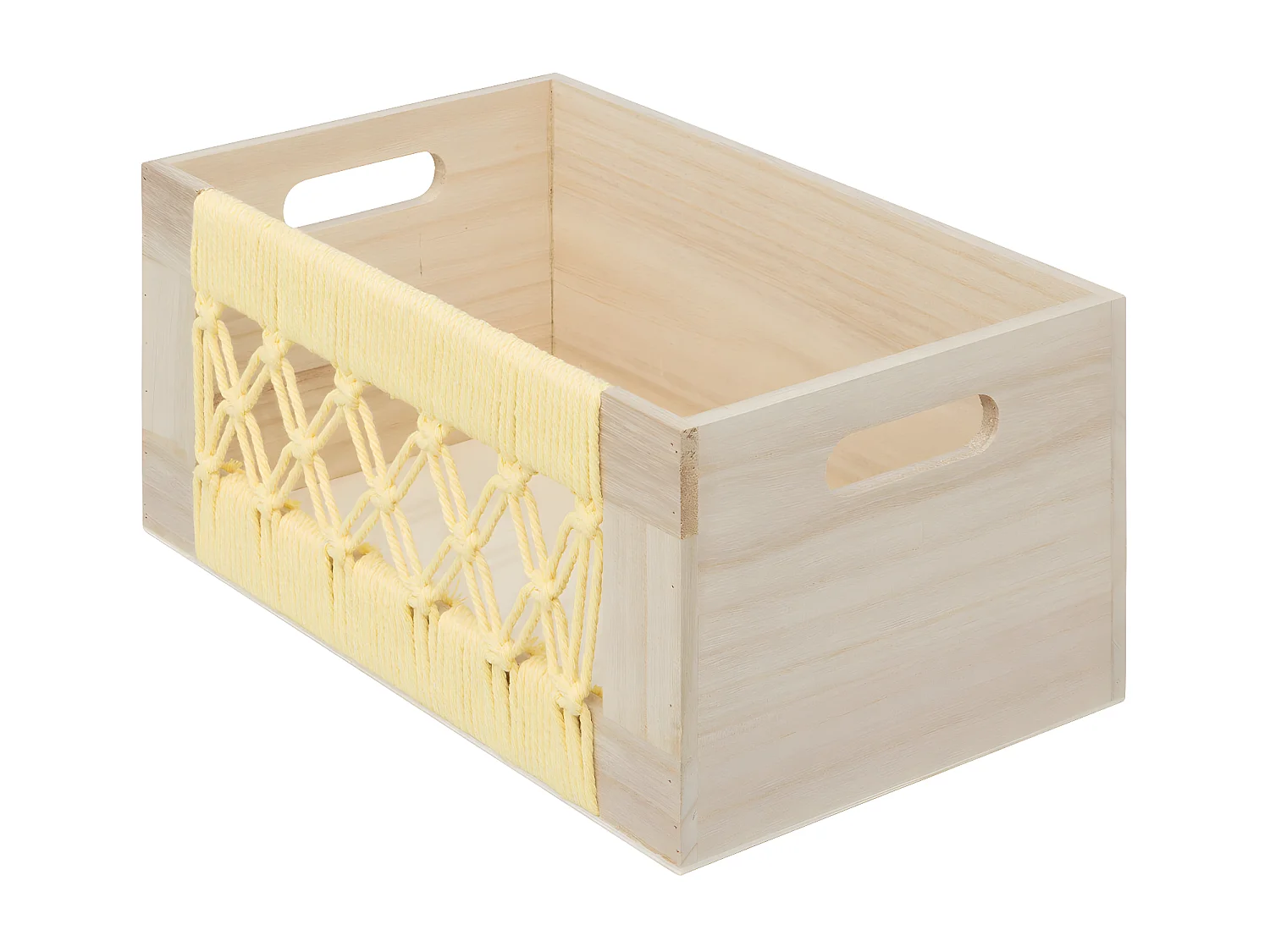 Lot de 3 Cagettes en Bois et Macramé L 36 L 32 et L 28 cm