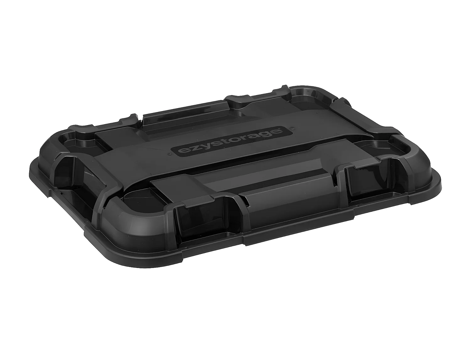 Boîte de rangement en polypropylène noir 120L avec roues et fermeture à clip