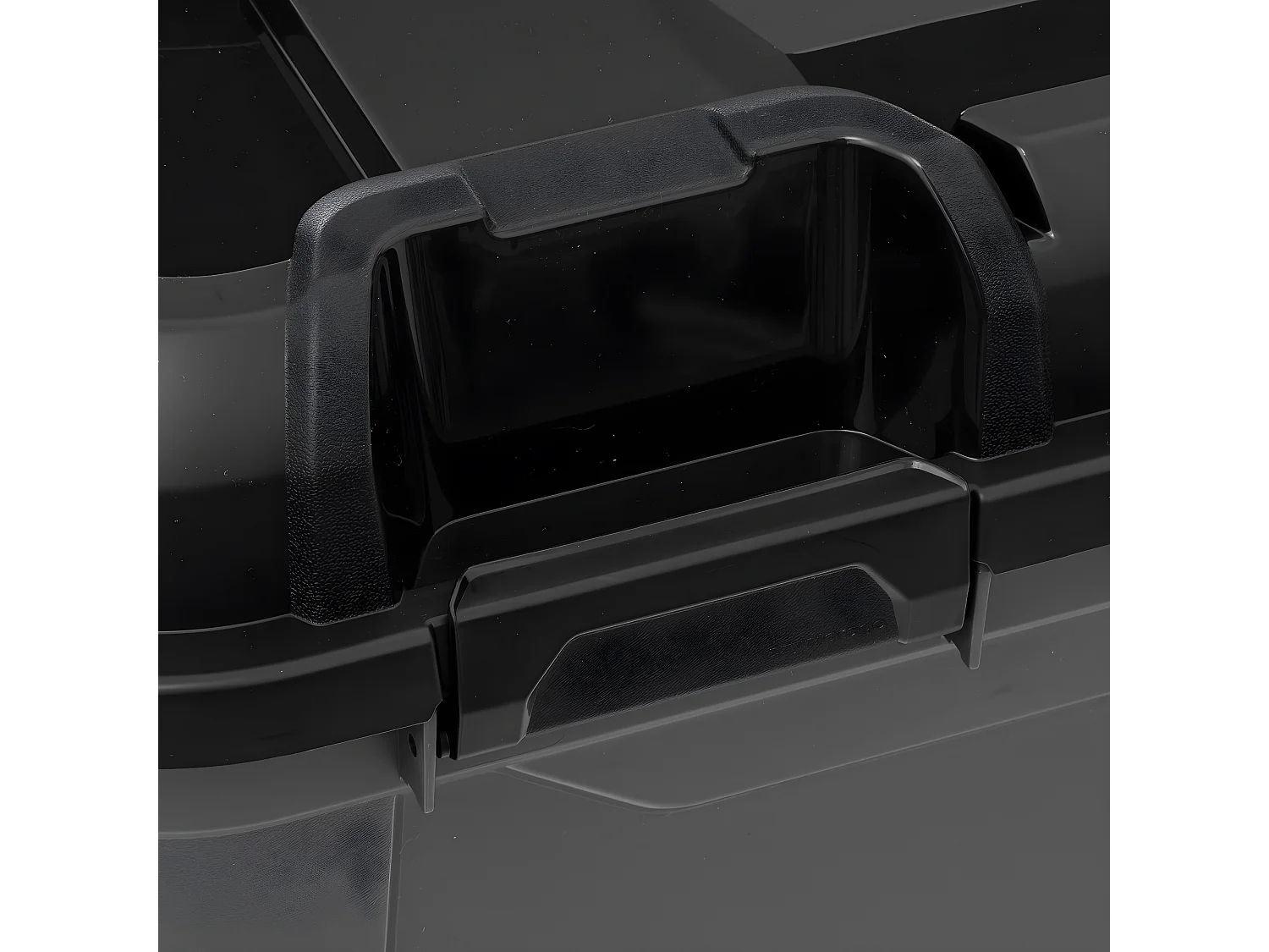 Boîte de rangement en polypropylène noir 120L avec roues et fermeture à clip