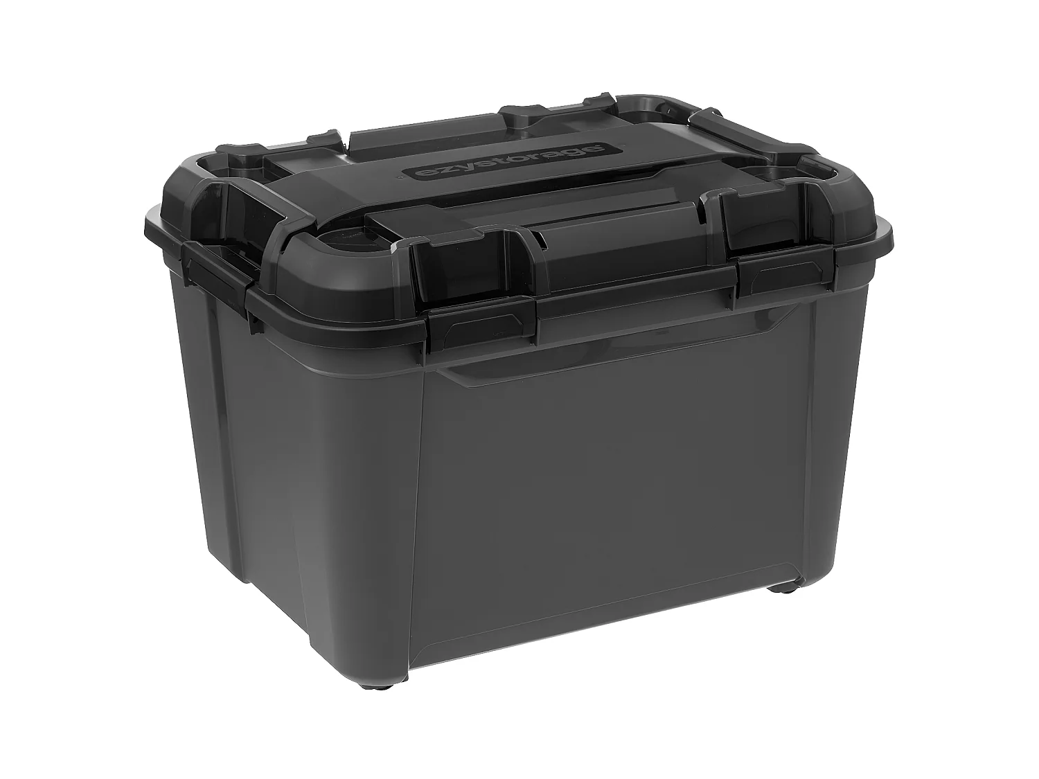 Boîte de rangement en polypropylène noir 160L avec roues et fermeture à clip