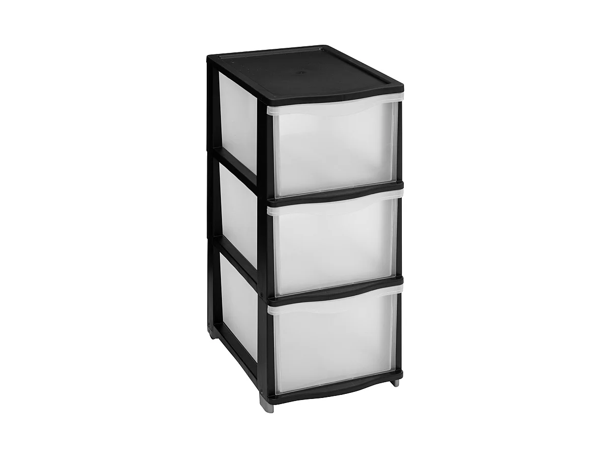 Tour de rangement 3 Tiroirs 4 pieds amovibles dont 2 avec roues H 63.1 cm