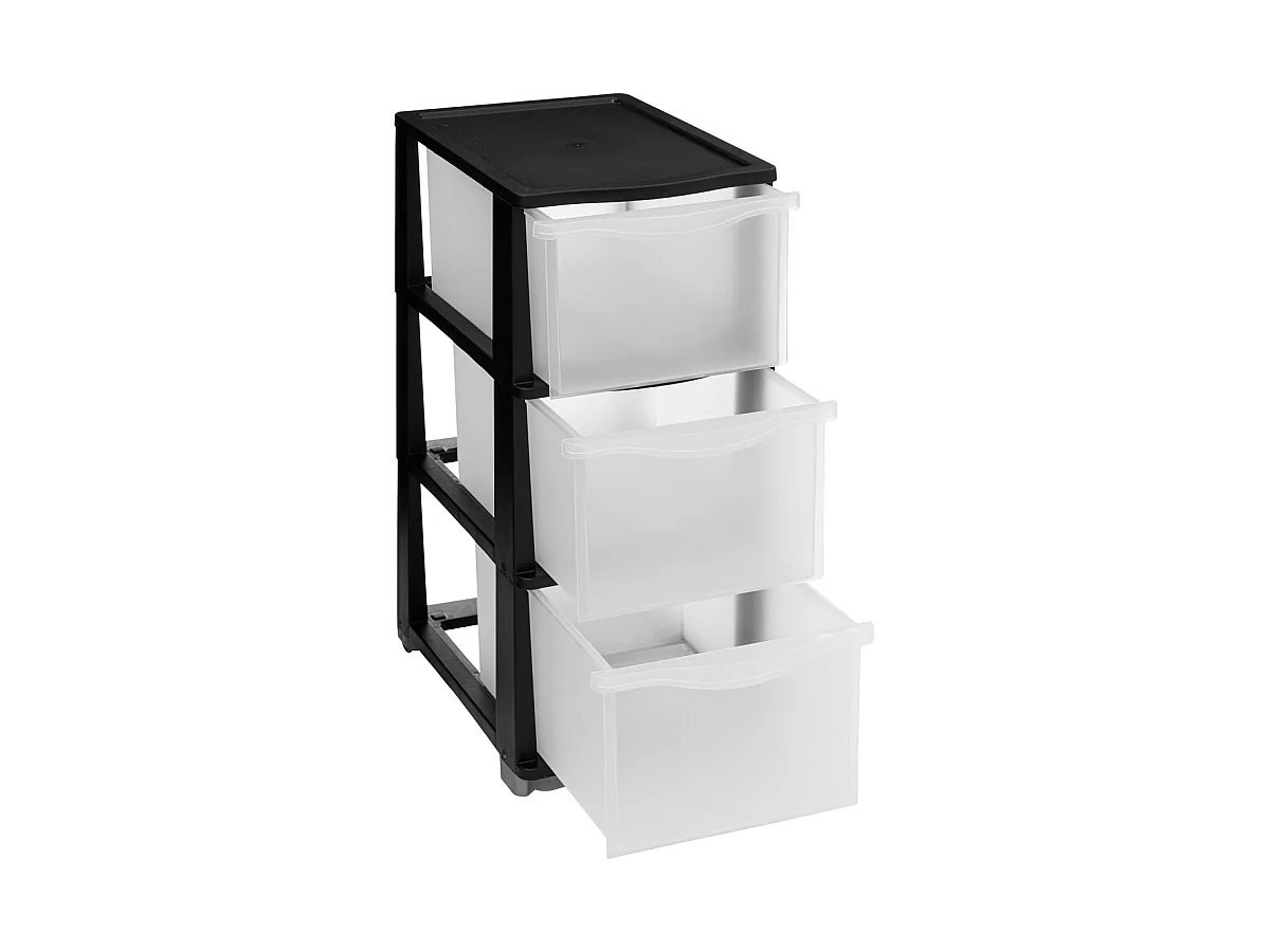 Tour de rangement 3 Tiroirs 4 pieds amovibles dont 2 avec roues H 63.1 cm
