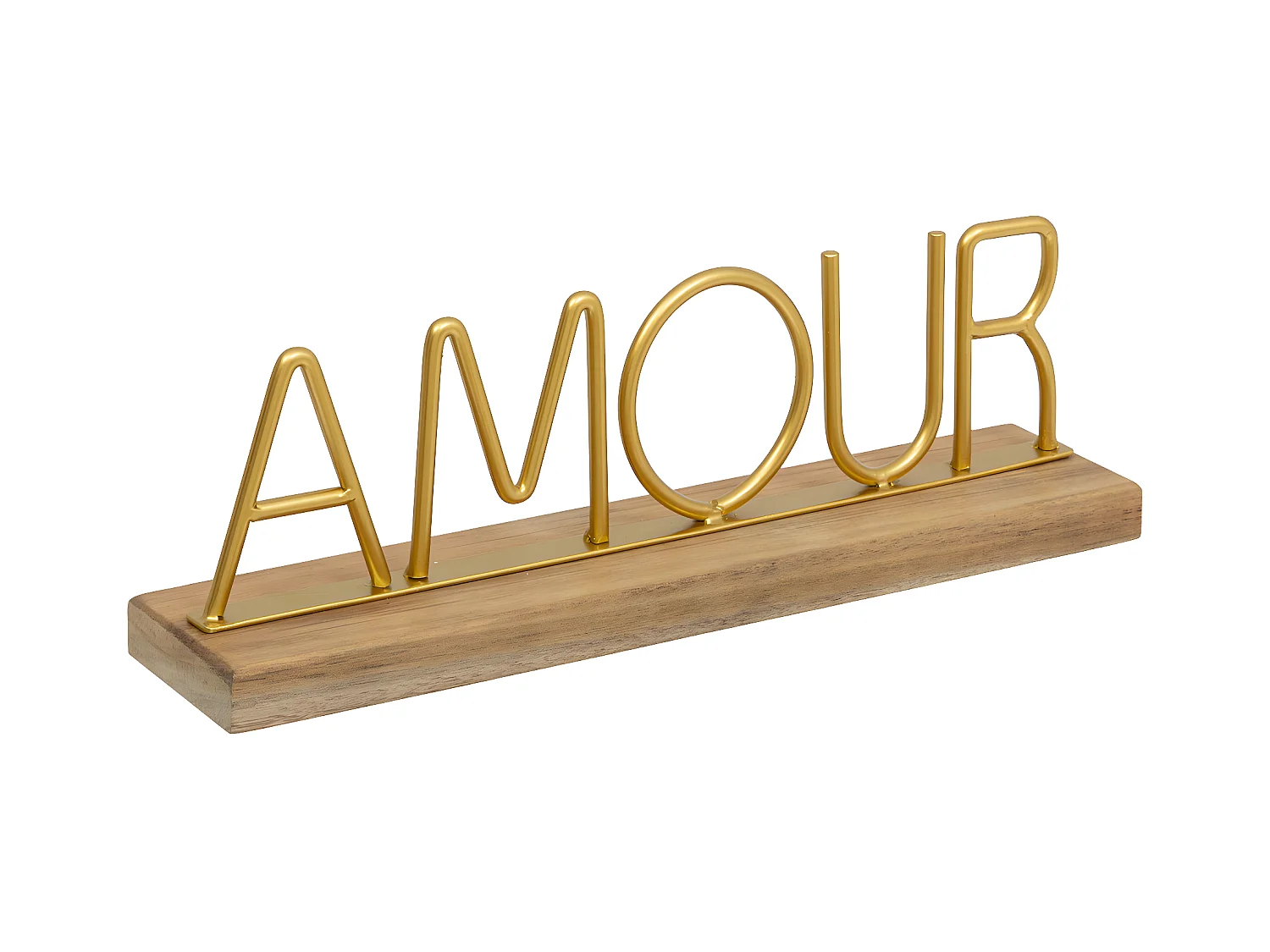 Mot déco AMOUR en Bois et Métal Doré L 25.5 cm