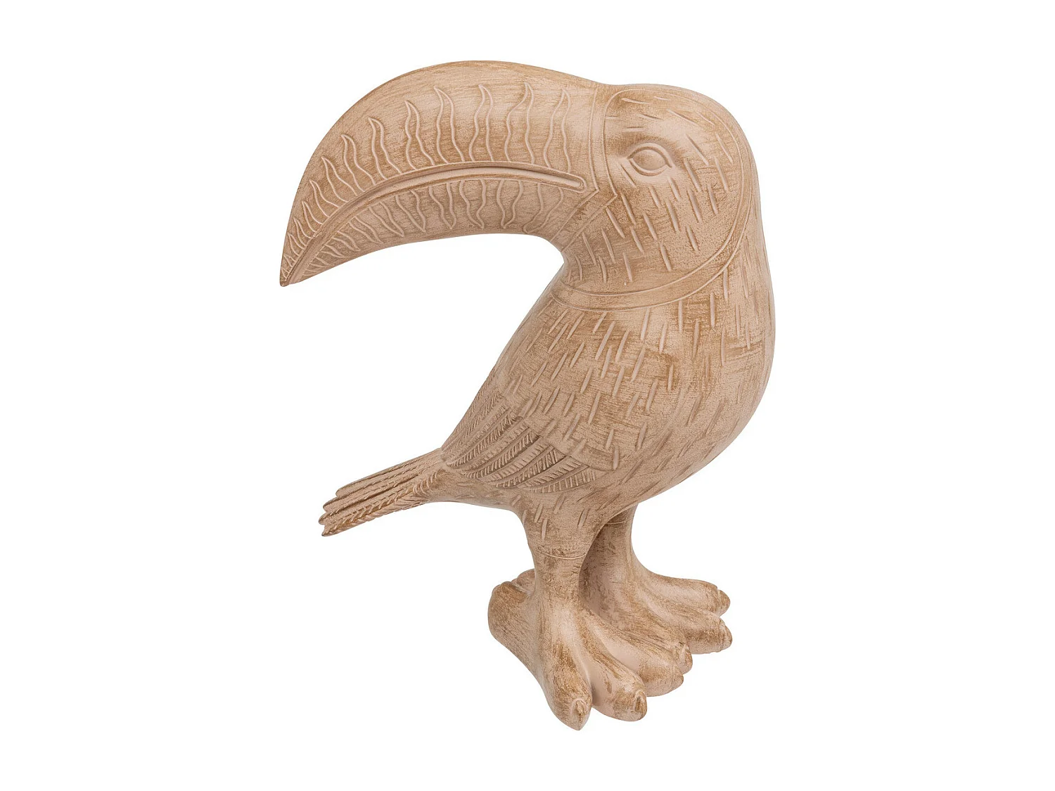 Objet déco Toucan en résine finiton effet bois H 30 cm