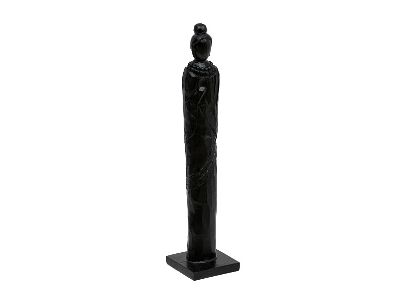 Objet déco Statuette Femme en résine Noir mat finement sculptée H 38 cm