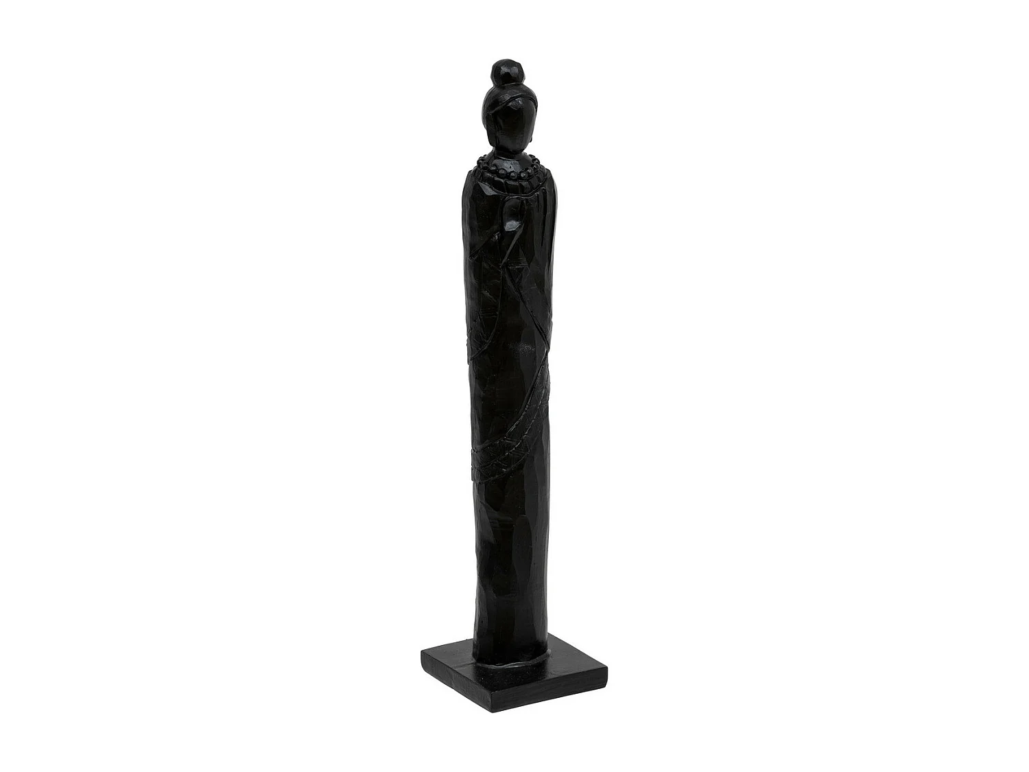 Objet déco Statuette Femme en résine Noir mat finement sculptée H 38 cm