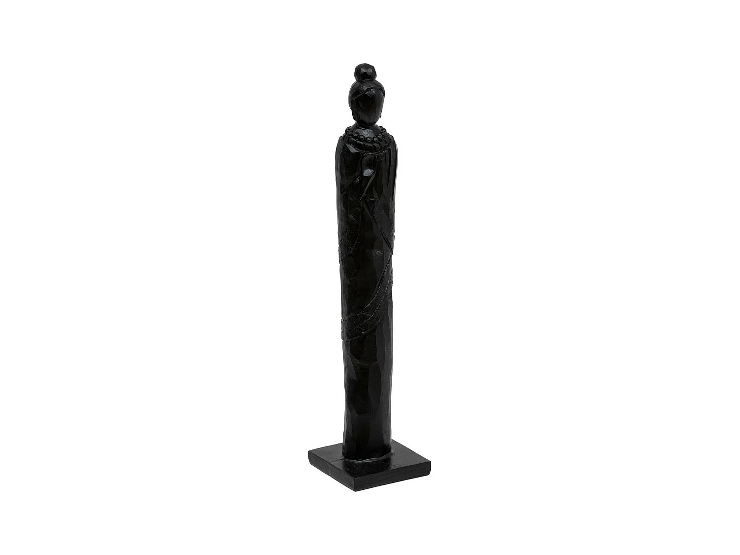 Objet déco Statuette Femme en résine Noir mat finement sculptée H 38 cm