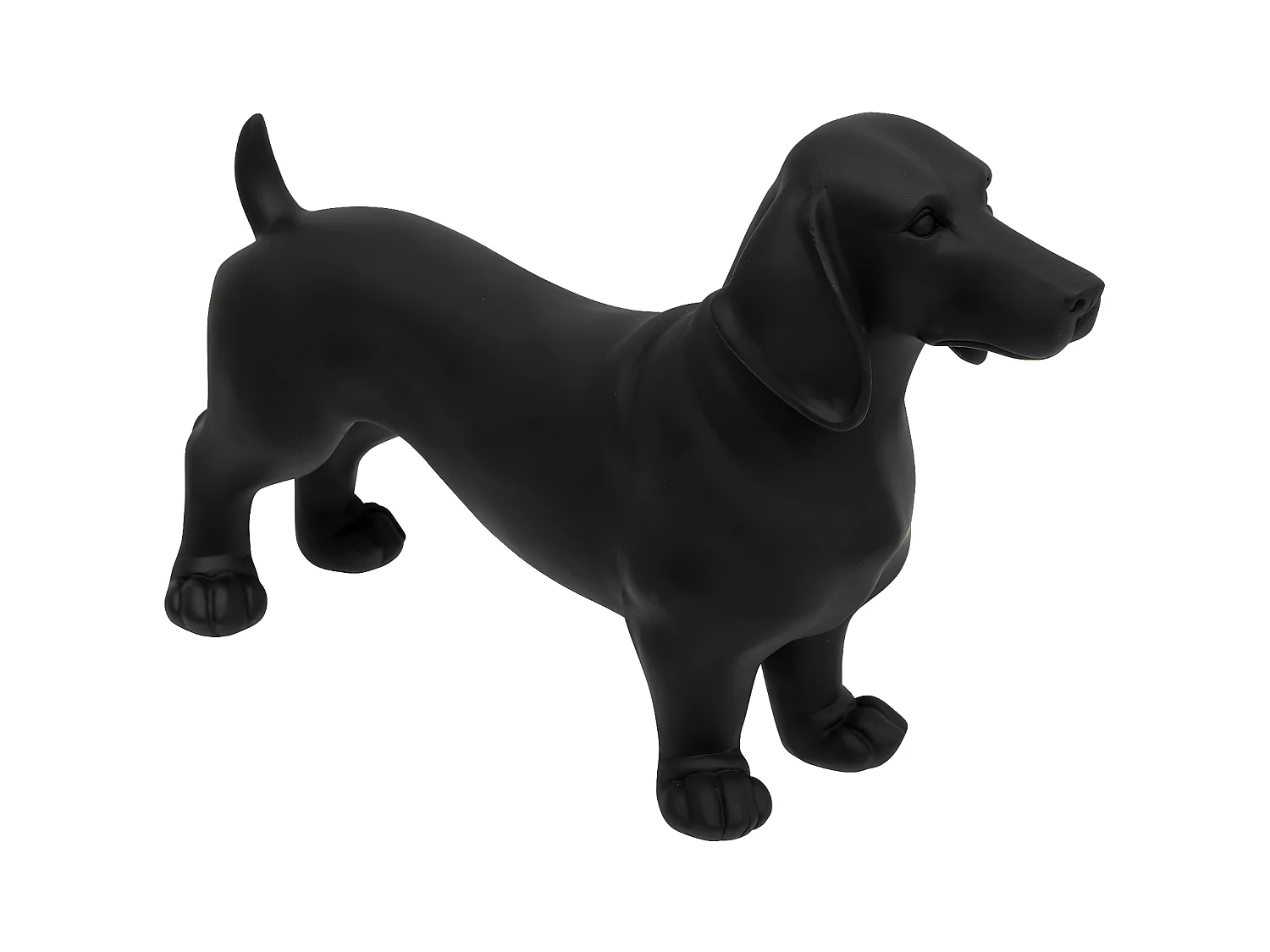 Objet déco Chien Basset en résine noir mat L 40 cm