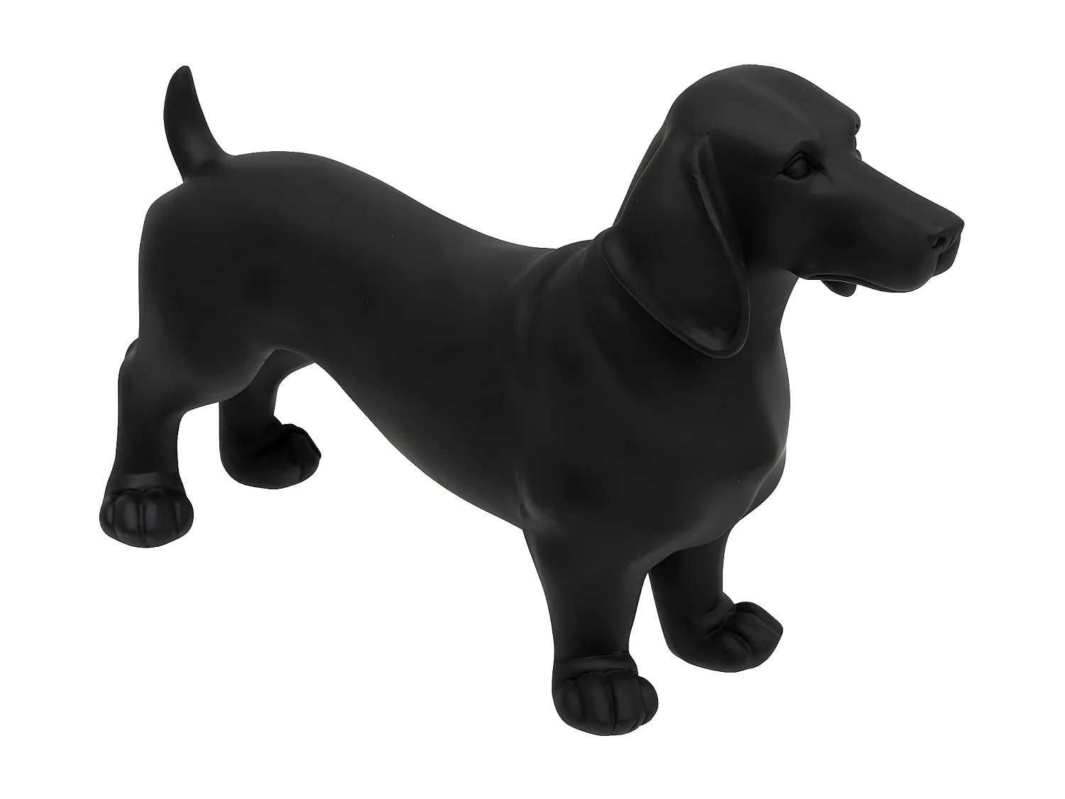 Objet déco Chien Basset en résine noir mat L 40 cm