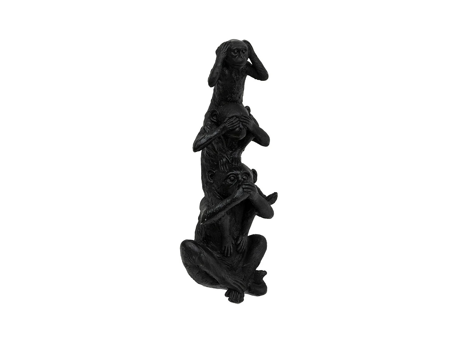 Objet déco 3 Singes de la Sagesse superposés en résine H 24.5 cm