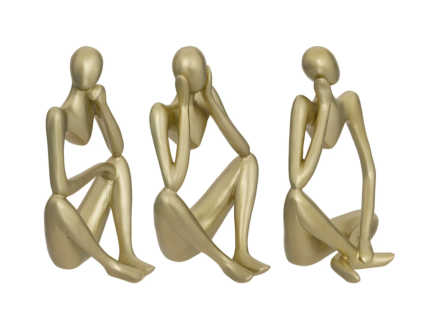 Objet déco Lot de 3 Statuettes Femme en résine dorée H 17 cm