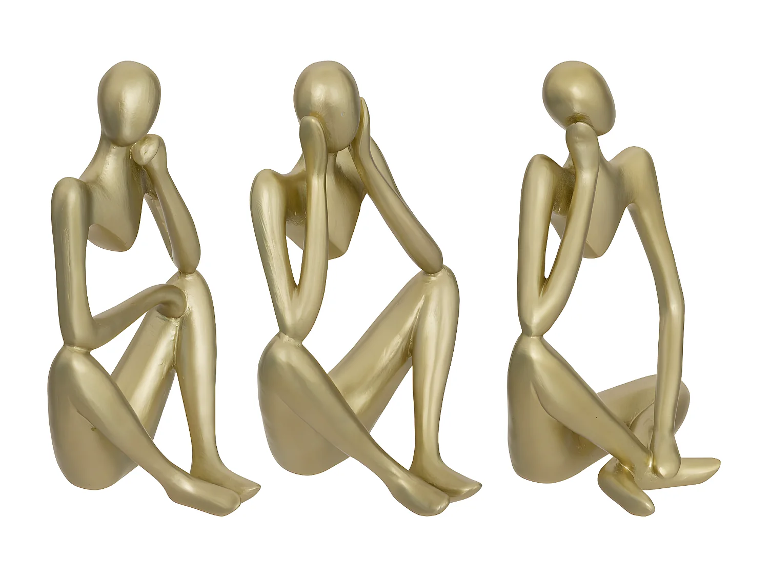 Objet déco Lot de 3 Statuettes Femme en résine dorée H 17 cm