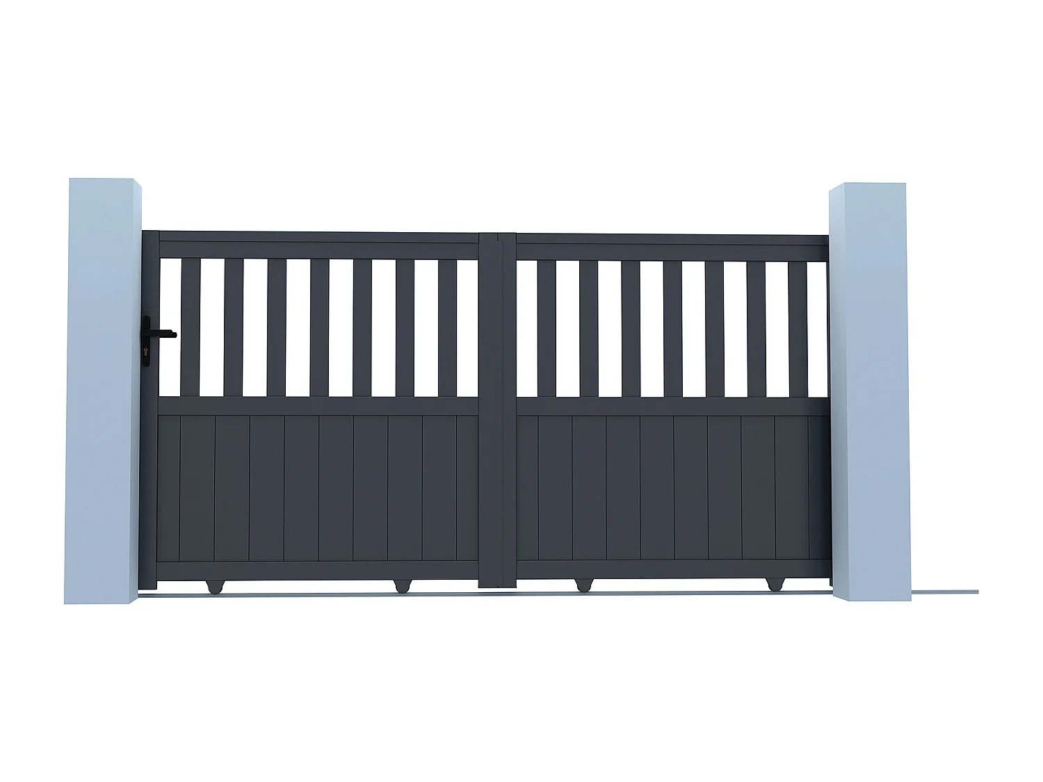 Portail électrique coulissant aluminium ajouré L314 x H149 cm anthracite TARNOS II