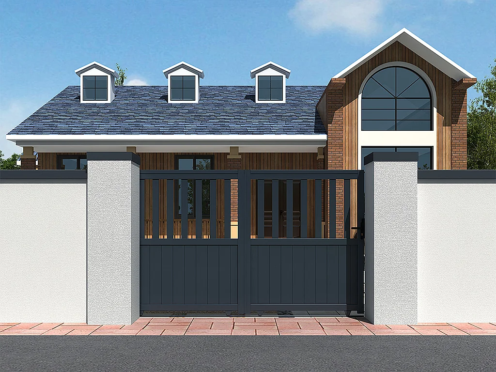 Portail électrique coulissant aluminium ajouré L314 x H149 cm anthracite TARNOS II