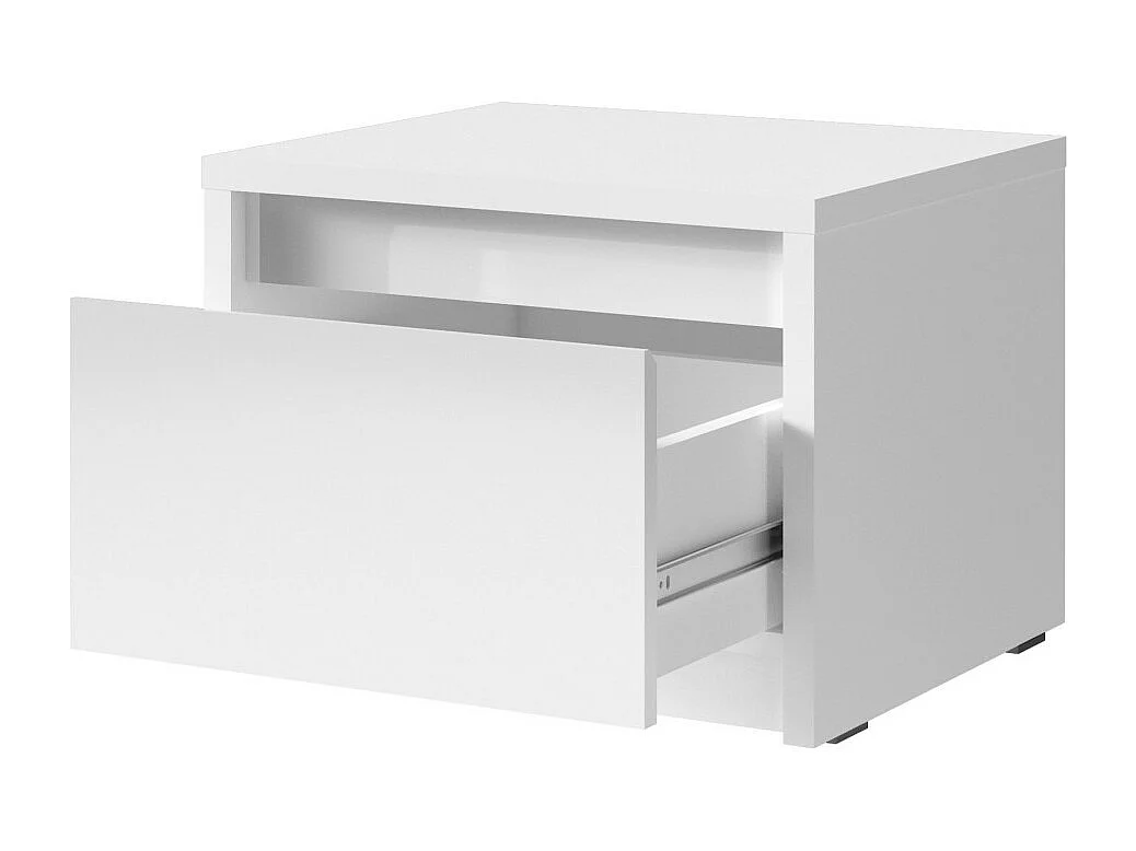 Set van twee nachtkastjes voor slaapkamer. Collectie VERONA. Kleur: wit.