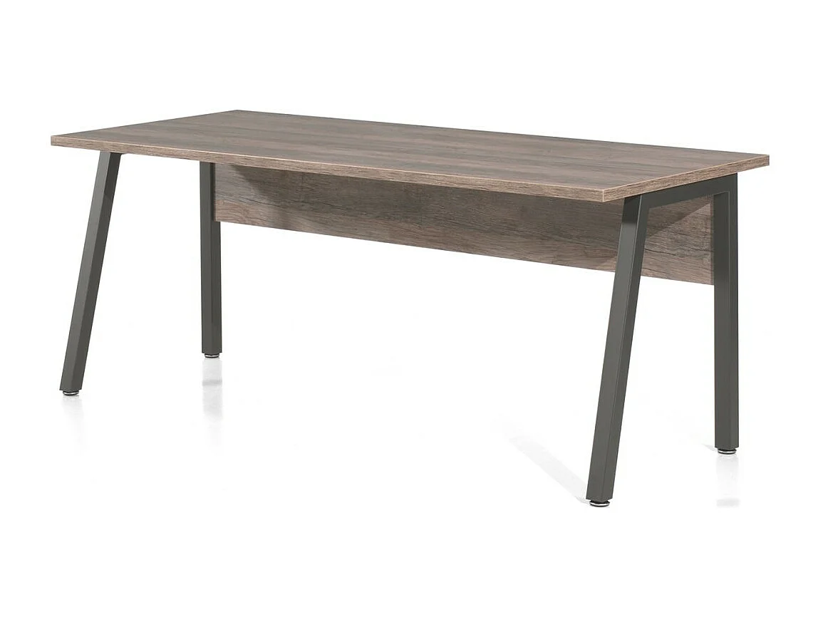 Professioneel bureau recht 200cm kleur verouderd eiken en zwart collectie SOON