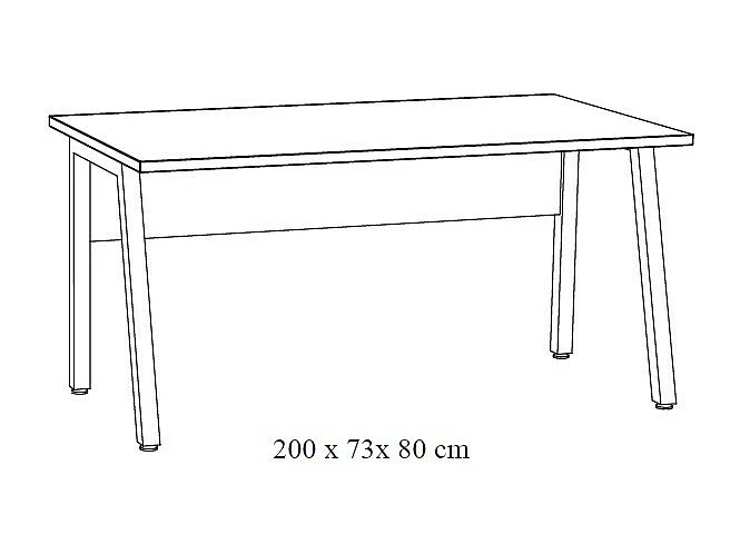 Professioneel bureau recht 200cm kleur verouderd eiken en zwart collectie SOON