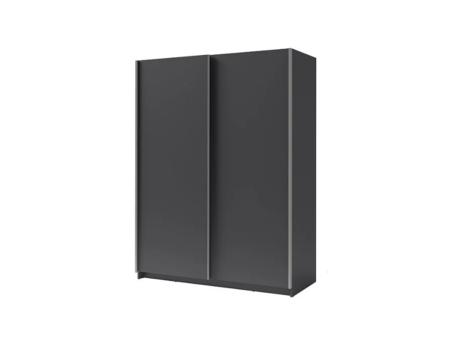 Armoire 2 portes coulissantes - Collection GOZU - Coloris gris graphite - 180 x 198 x 62 cm