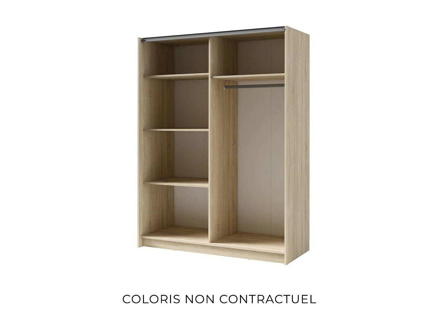 Armoire 2 portes coulissantes - Collection GOZU - Coloris chêne artisan - 150 x 198 x 62 cm