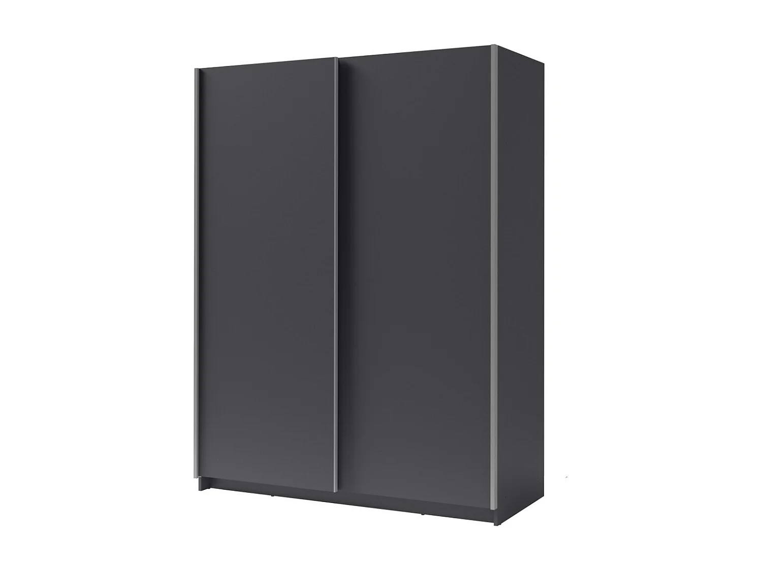 Armoire 2 portes coulissantes - Collection GOZU - Coloris gris graphite - 150 x 198 x 62 cm