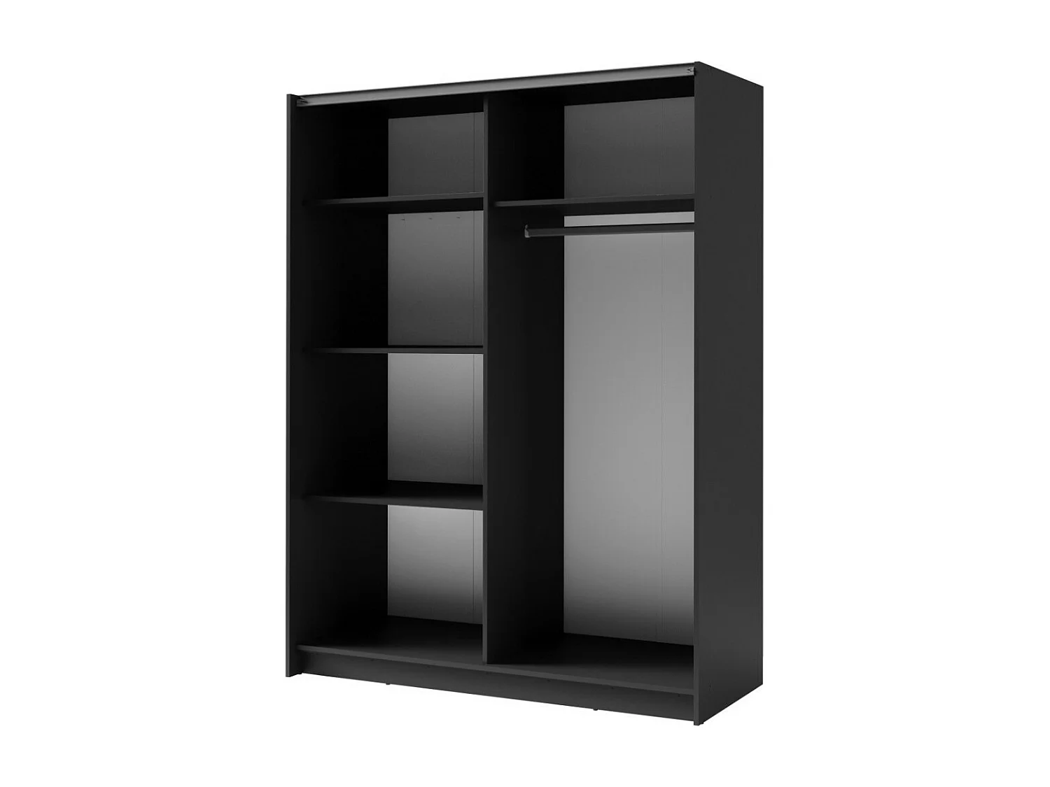 Armoire 2 portes coulissantes - Collection GOZU - Coloris gris graphite - 150 x 198 x 62 cm