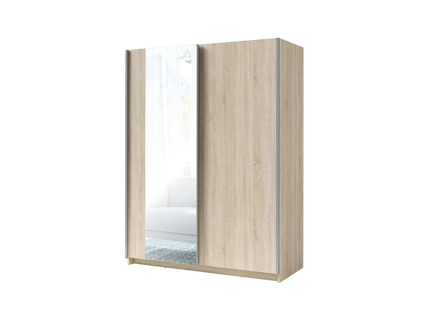 Kledingkast met 2 schuifdeuren en spiegel - GOZU collectie - Sonoma eiken kleur - 150 x 198 x 62 cm