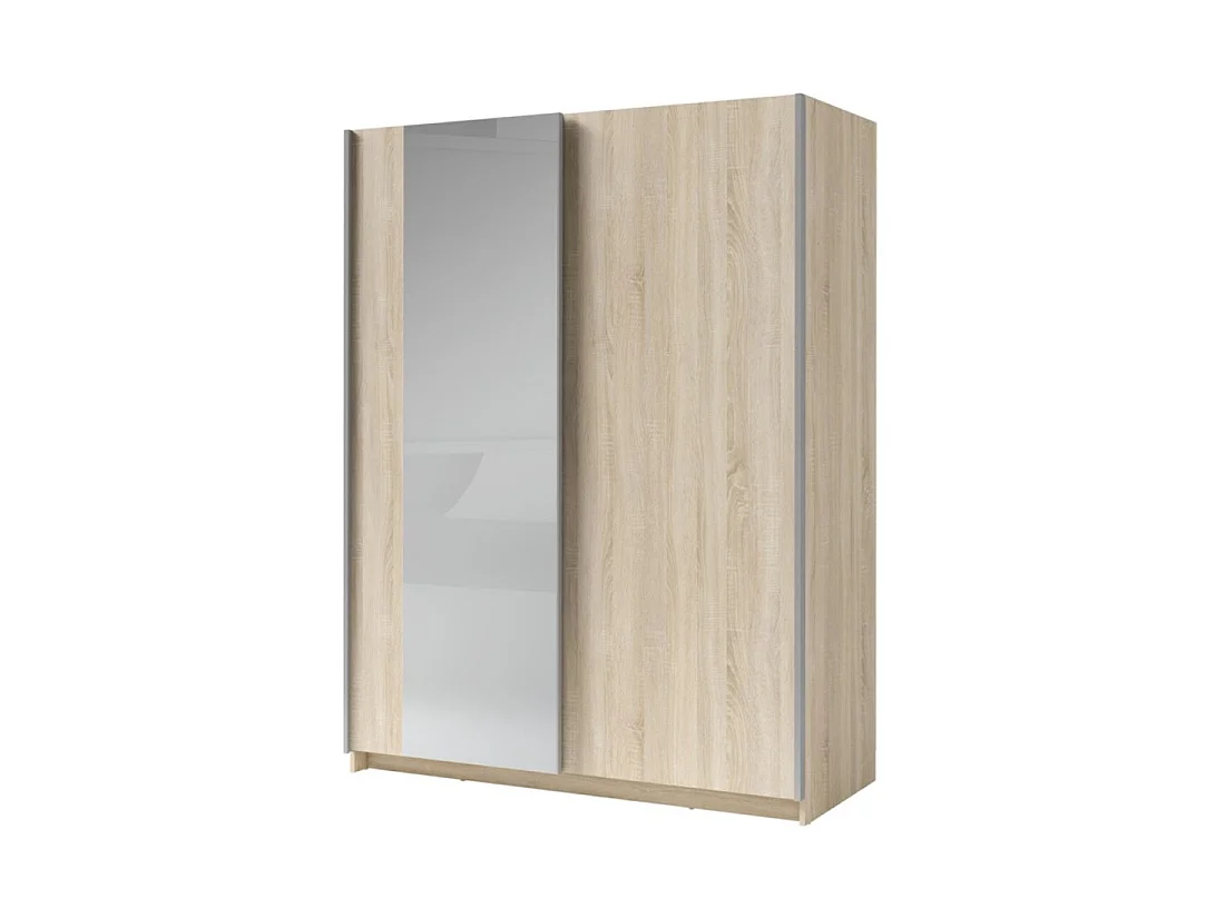 Armadio a 2 porte scorrevoli con specchio - Collezione GOZU - Colore rovere sonoma - 150 x 198 x 62 cm