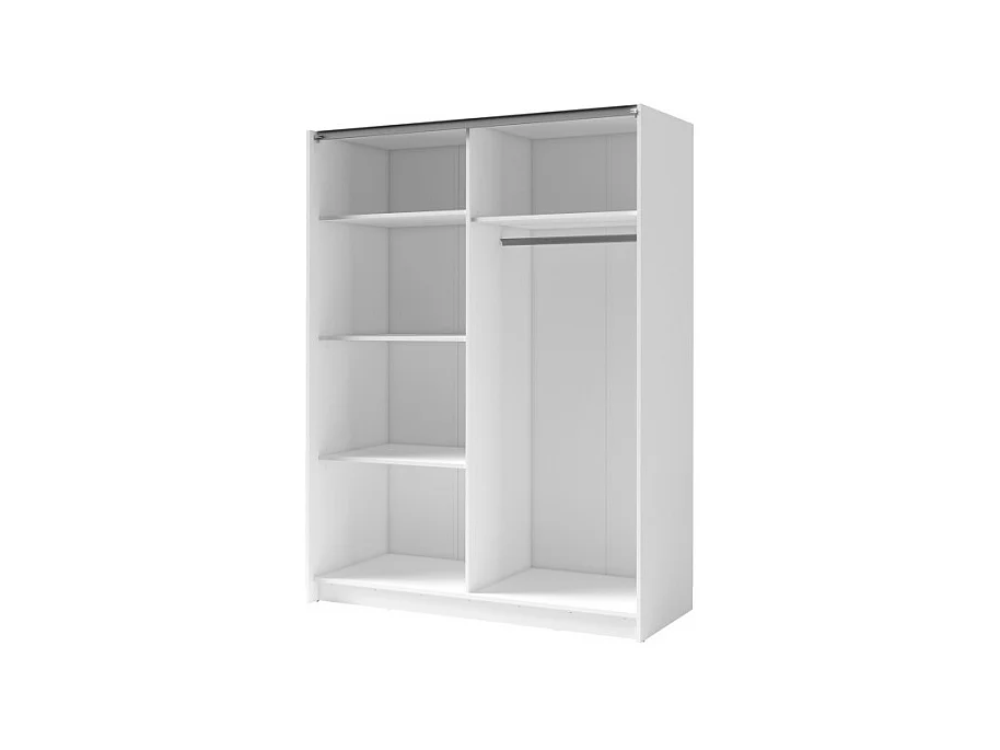 Armário, guarda-roupa GOZU 150 cm com duas portas de correr. Closet completo com cabideiro e prateleiras. Cor branco.