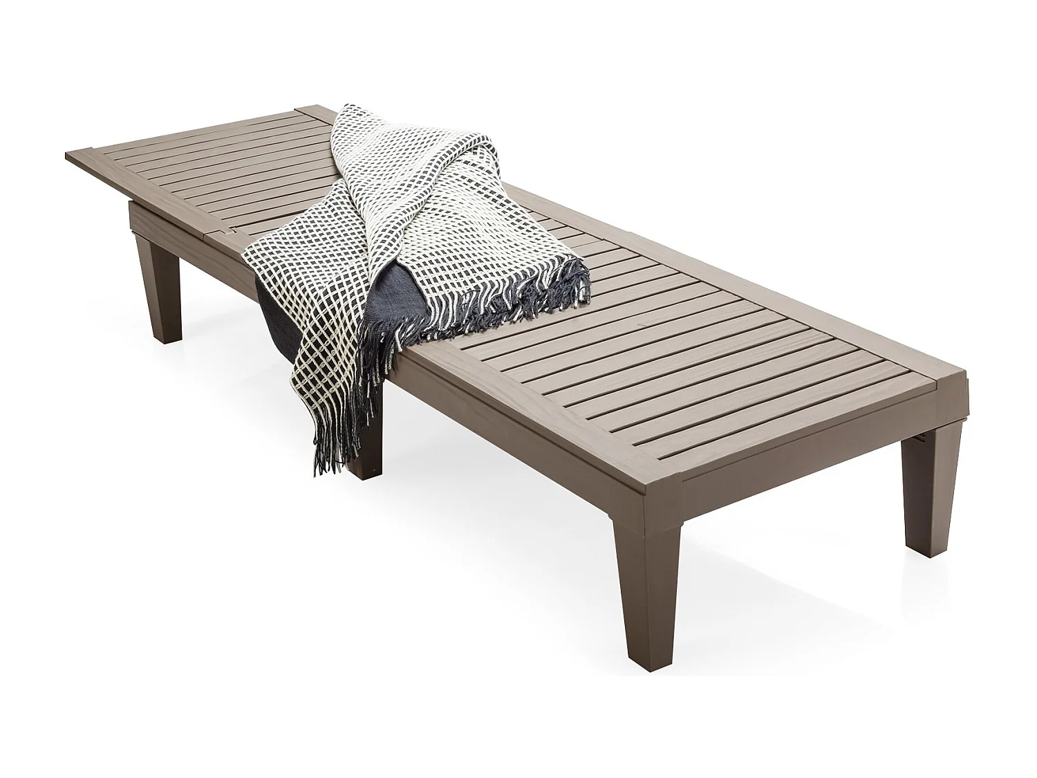 Bain de Soleil Réglable Chaise Longue Résistante aux Intempéries et à la Rouille pour Terrasse Plage Balcon Charge 180KG Café