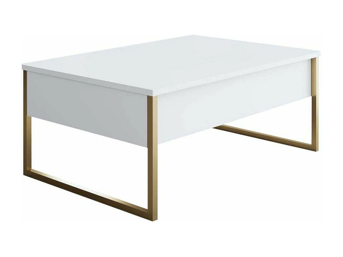 Ensemble meuble de salon 3 pièces Sibylle Métal Or et Bois Blanc