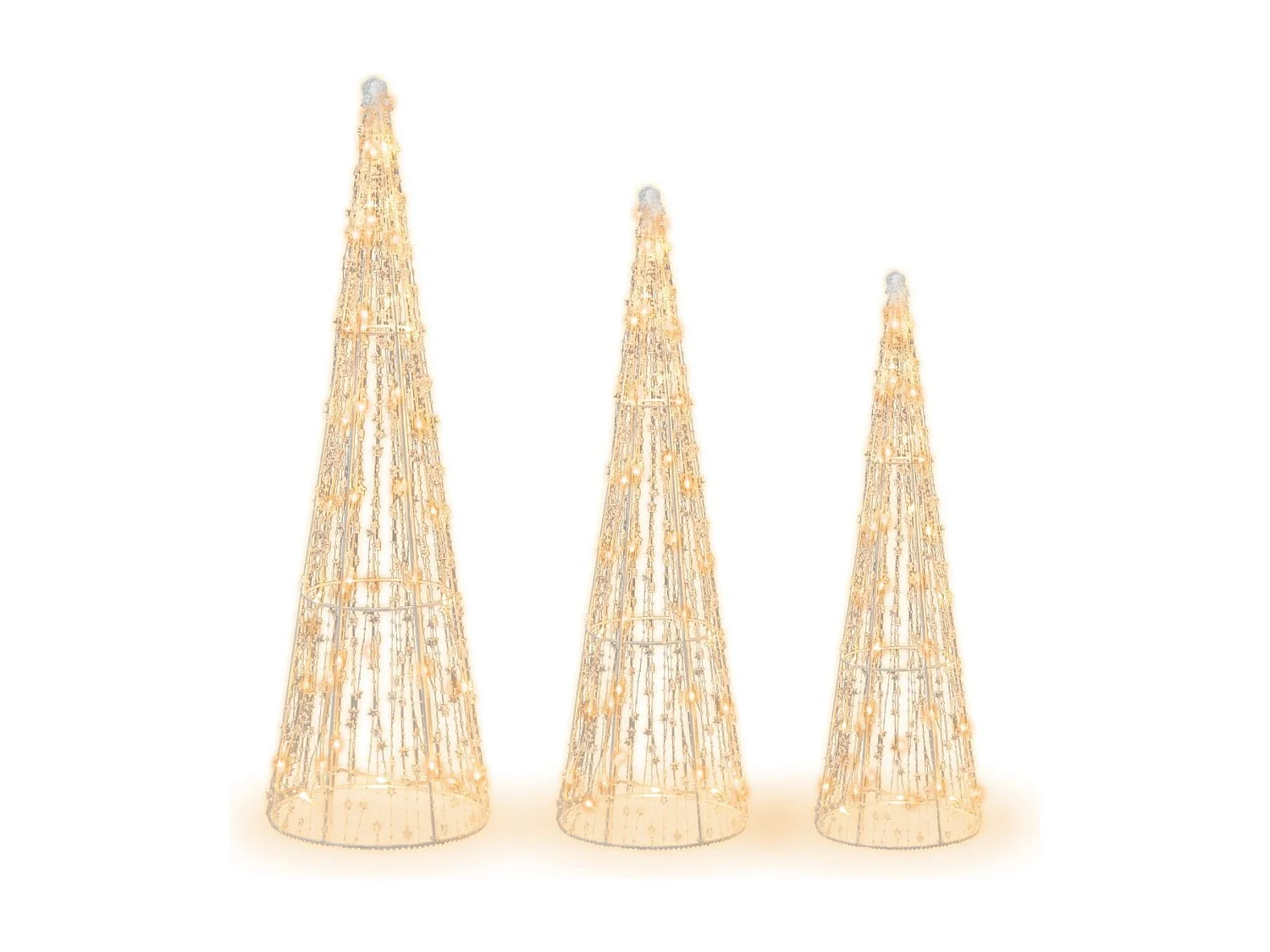 Set di 3 alberi di Natale a forma di cono con luci a LED, Set di alberi conici decorativi per Natale