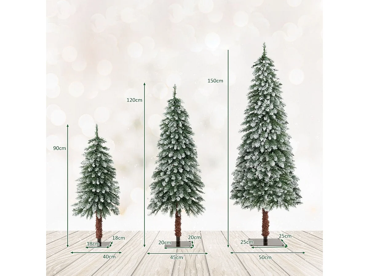 Set di 3 alberi di Natale artificiali con rametti in PVC luci a LED, Alberi di Natale innevati 90/120/150cm
