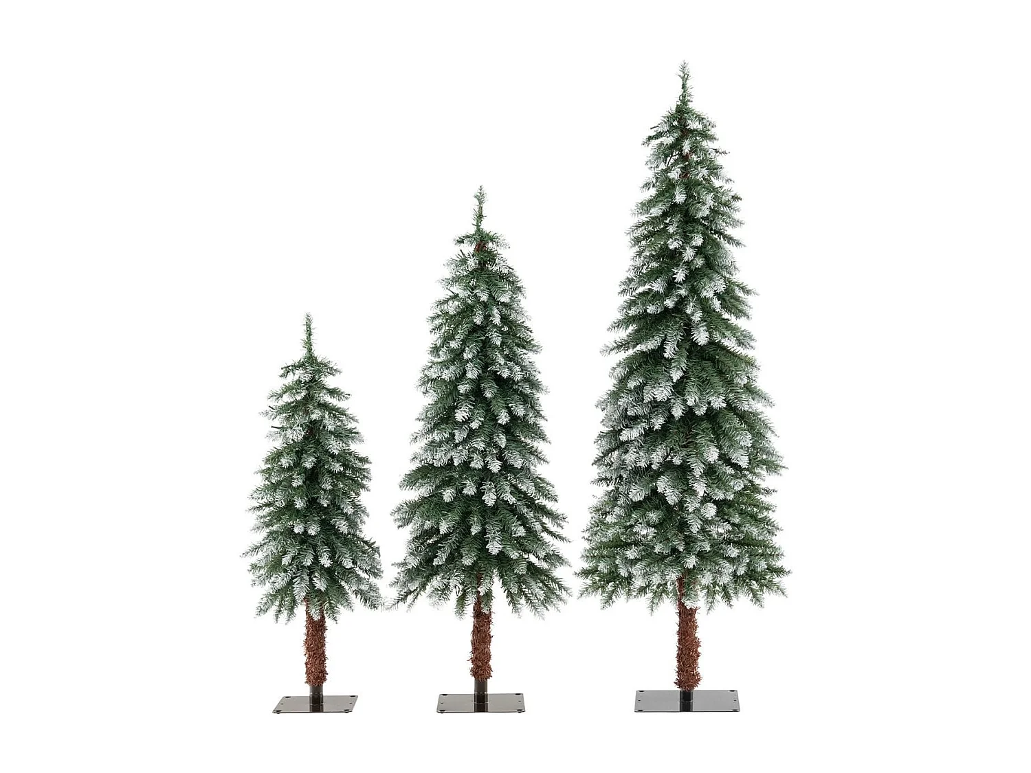 Set di 3 alberi di Natale artificiali con rametti in PVC luci a LED, Alberi di Natale innevati 90/120/150cm