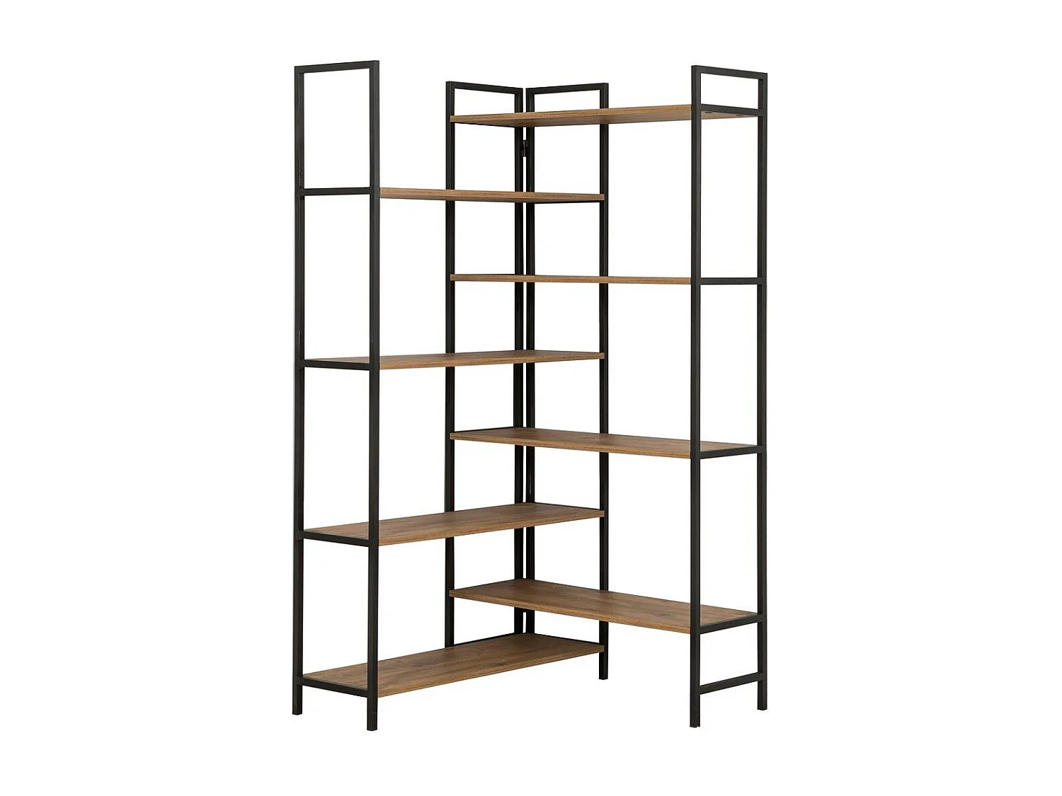 Elegantes Regal aus Metall und Spanplatte – 94 x 177 x 94 cm – Atlantische Kiefer und Schwarz