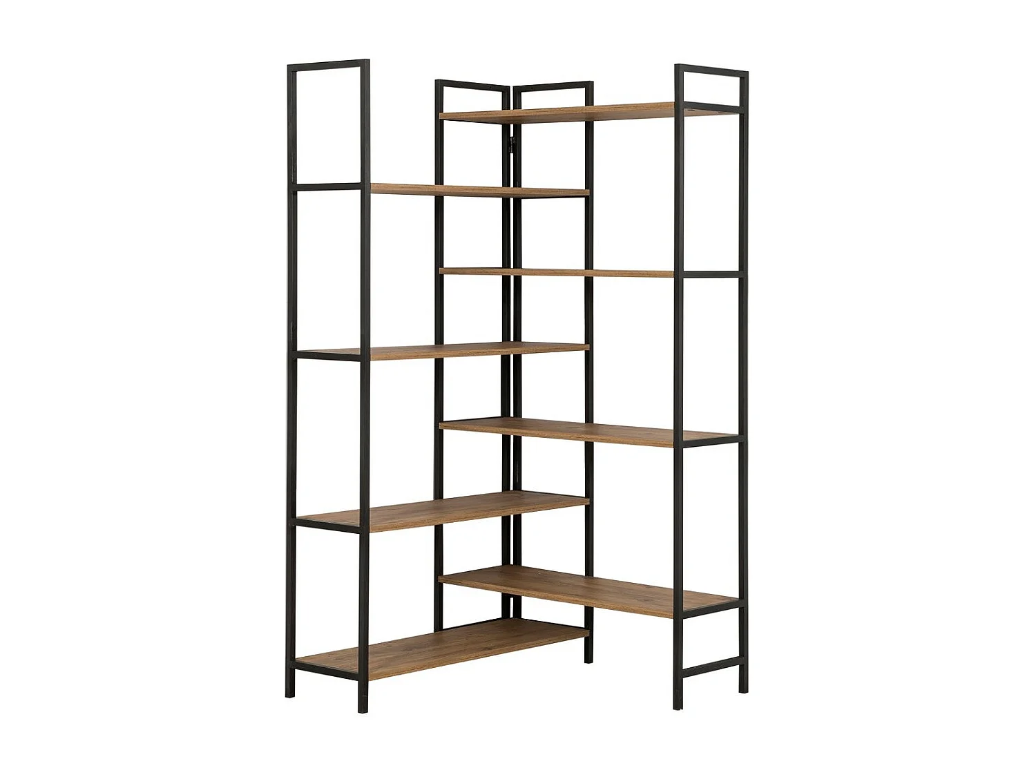 Elegantes Regal aus Metall und Spanplatte – 94 x 177 x 94 cm – Atlantische Kiefer und Schwarz