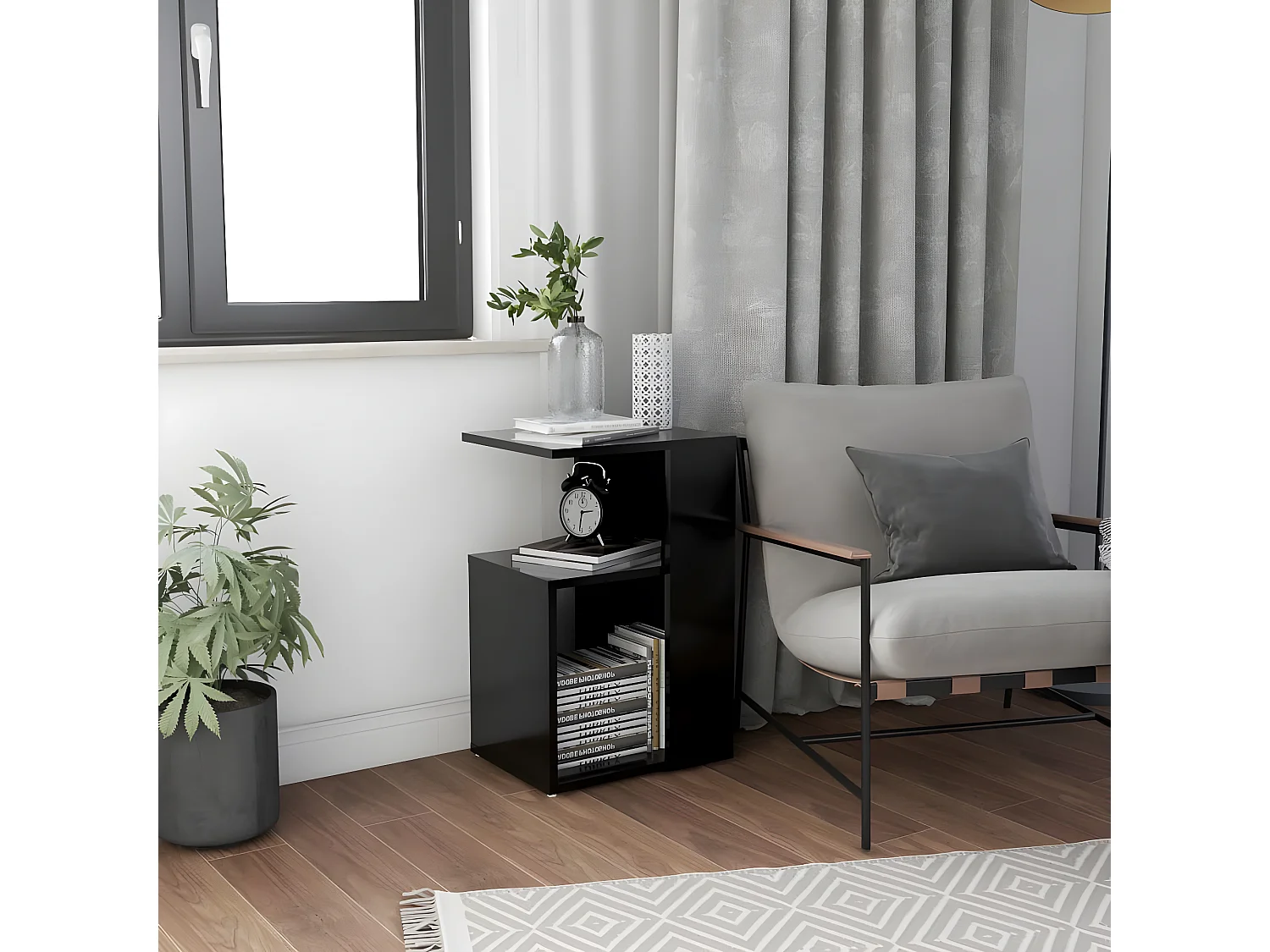 Table d'appoint Noir 36x30x56 cm Aggloméré